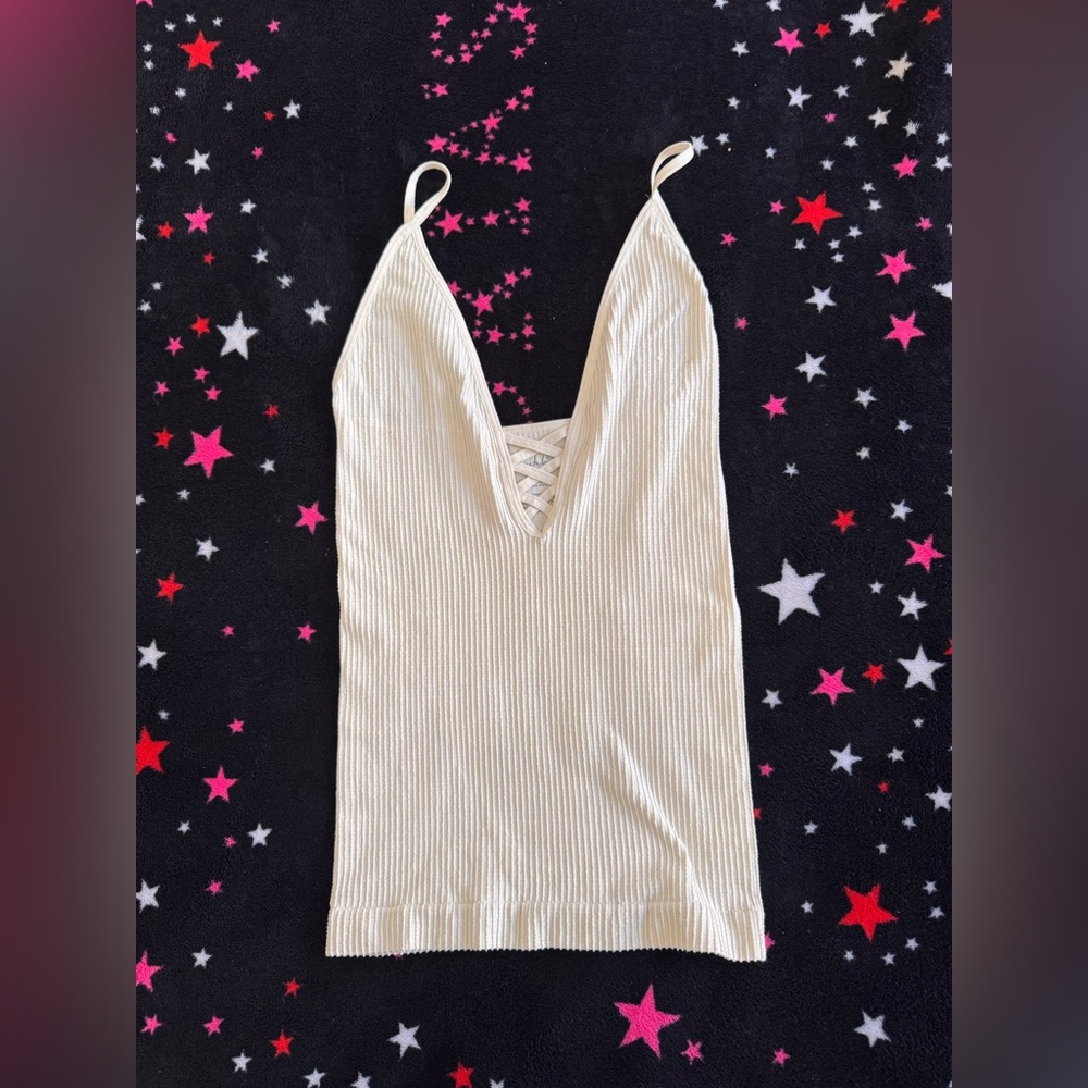 Free People white  Ribbed Knit Top